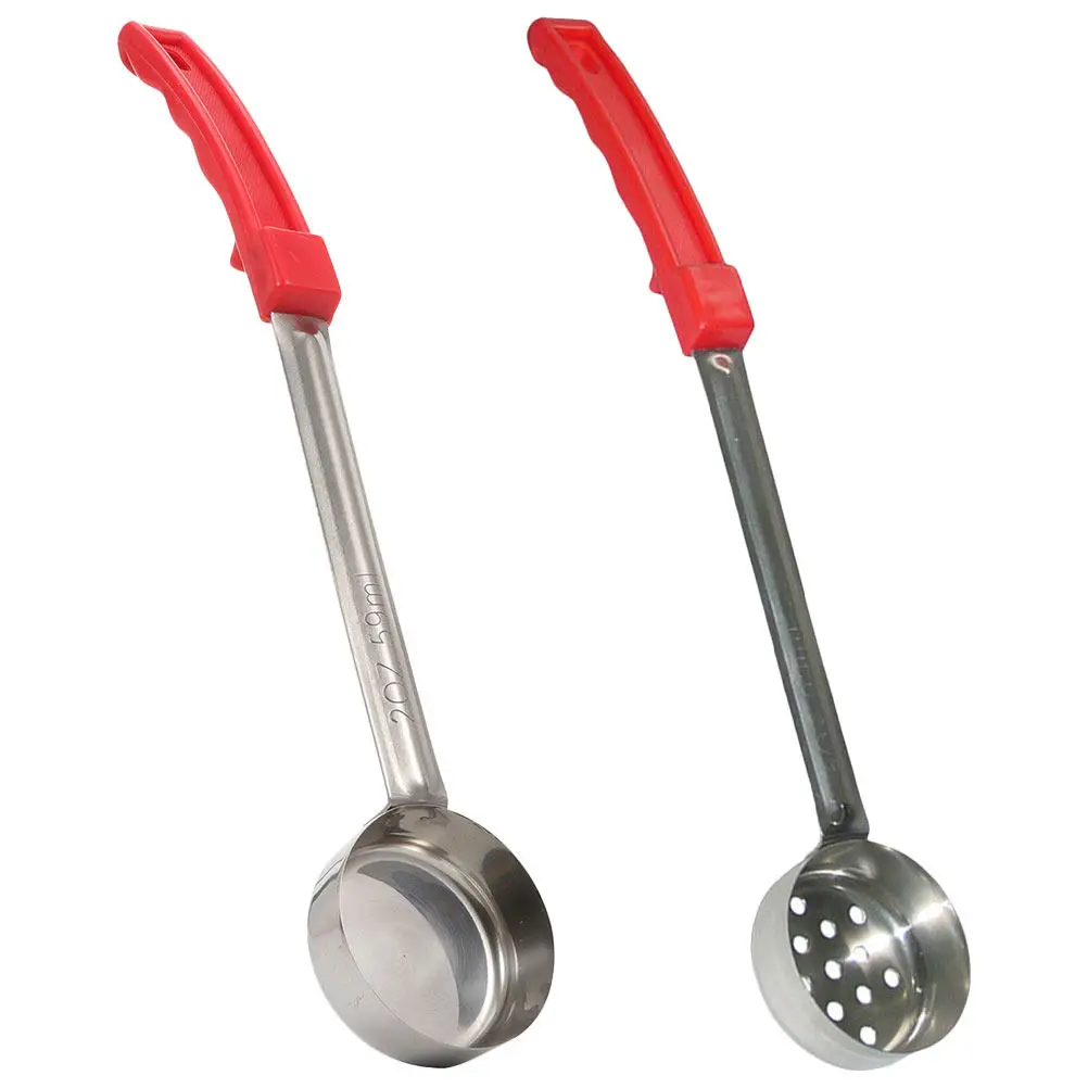 2Pcs Flat Bottom Pizza Sauce Spoon Long Handle Kitchen Serving Scoop Portion Control Ladle for Stirring Spreading Sauce