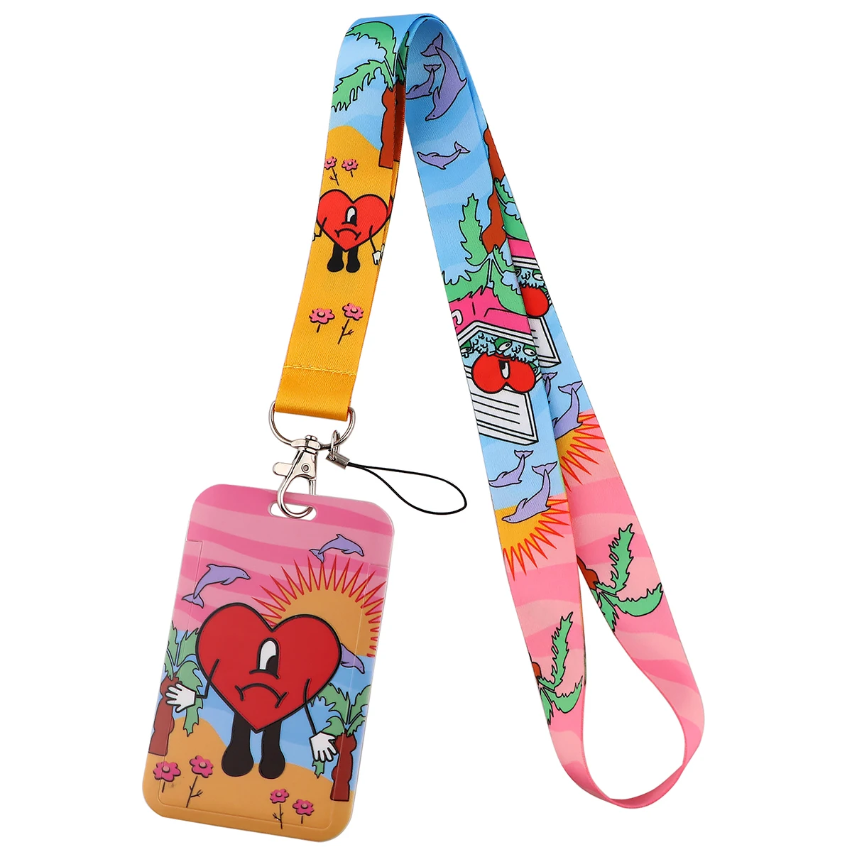 Cute Heart Lanyard Keychain For Car Keys Keyrings Student Campus ID Badge Holder Cute Bank Bus Business Card Cover Lanyard