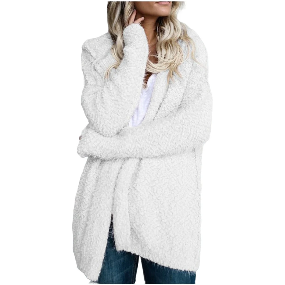 

Fluffy Outwear Loose Hoodie Fleece Jacket Autumn Wear Fluffy Fabric Hooded Neckline Long Sleeve Regular Length