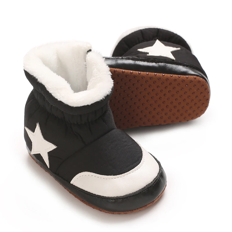 Newborn Baby Girl Winter Booties Plush Lined Snow Boots Soft-Soled Warm Cute First Walkers 0-18 Months Baby Shoes