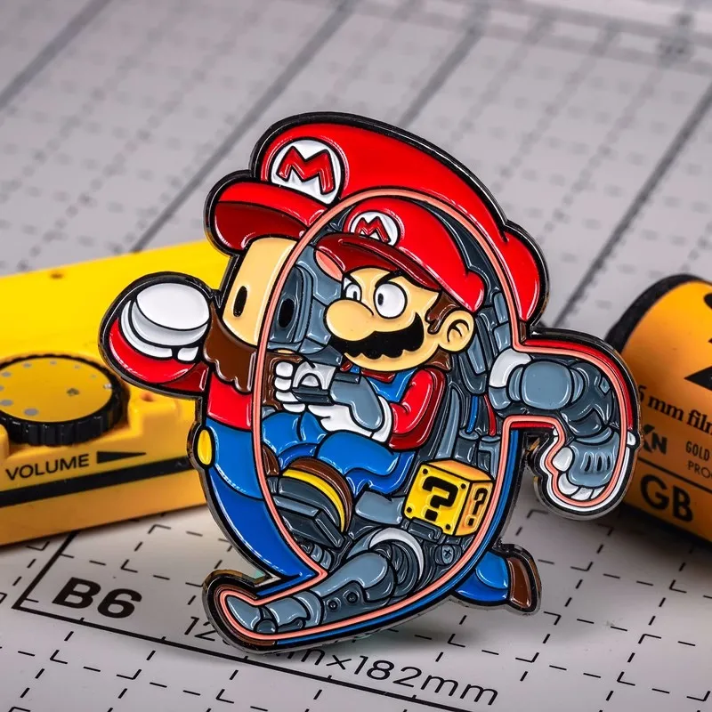 Super Mario Enamel Pin Game Lapel Pin Cars Motorcycles Badges Cute Dinosaur Ghost Brooch for Clothes Bags Shirt Accessories Gift