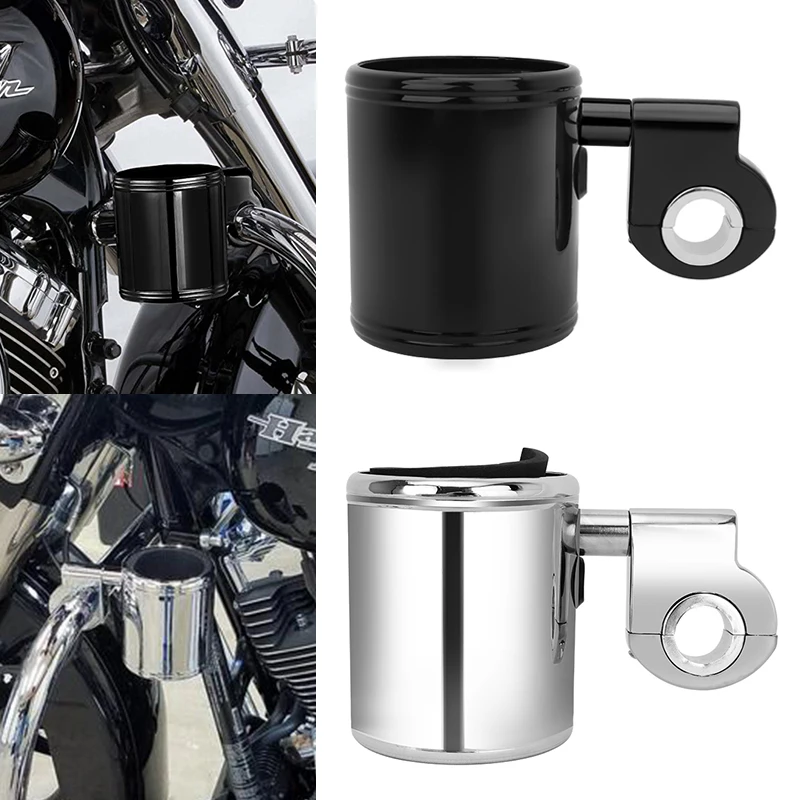 

Motorcycle 22mm 32mm Black Chrome Adjustable Cup Holder For Harley Touring Sporster Dyna Softail Breakout ATV Universal