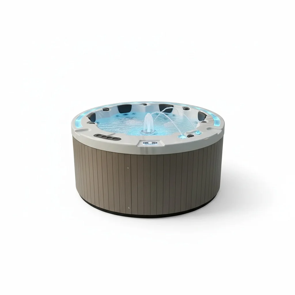 Round Hot Tub, USA Aristeck Acrylic Hydrotherapy Spa, 6 Person Freestanding Whirlpool Massage Tub, Acrylic Outdoor Spa