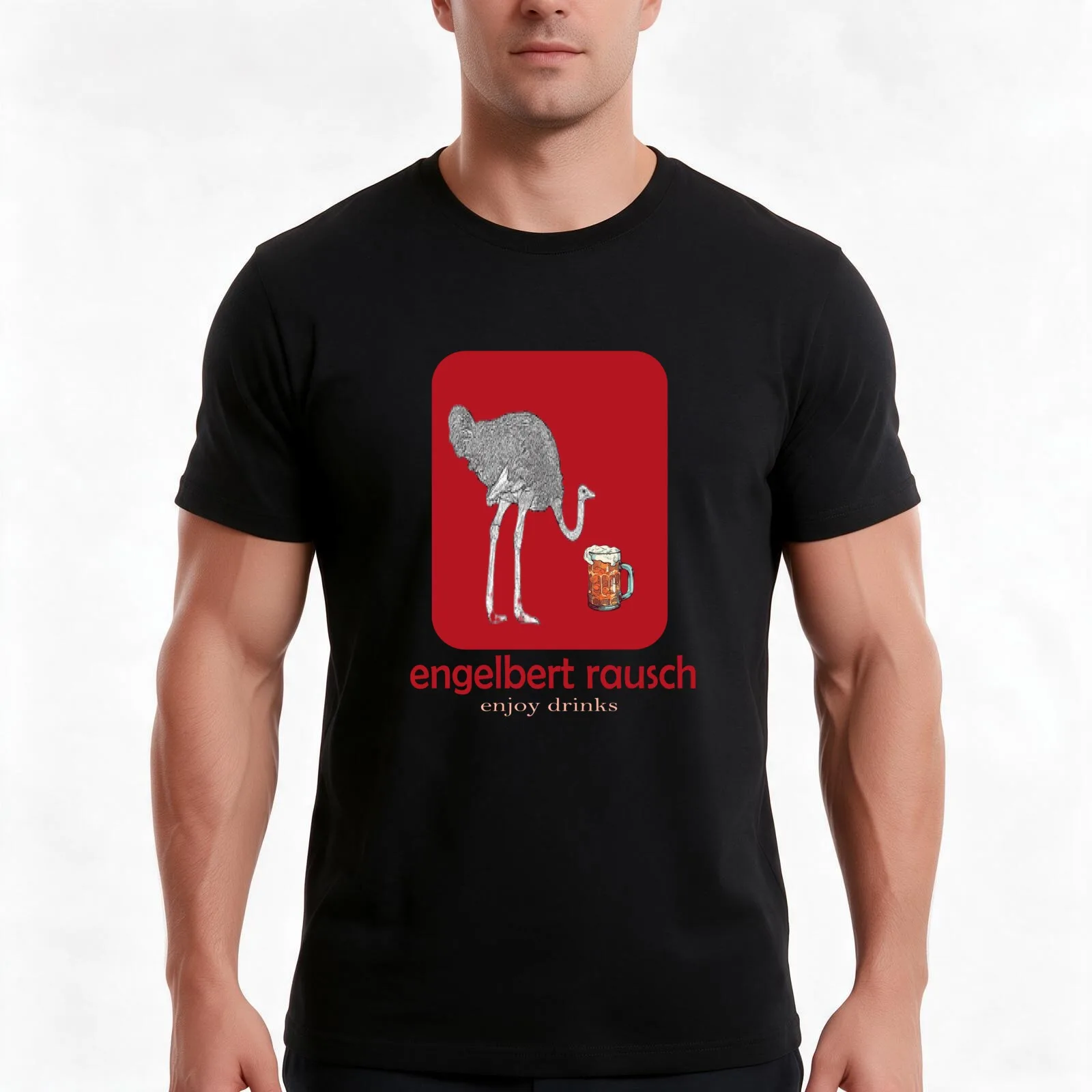 engelbert rausch enjoy drinks T-Shirt Summer Casual Cotton Tee Oversized Streetwear Tops Vintage Graphic Print 100% Cotton