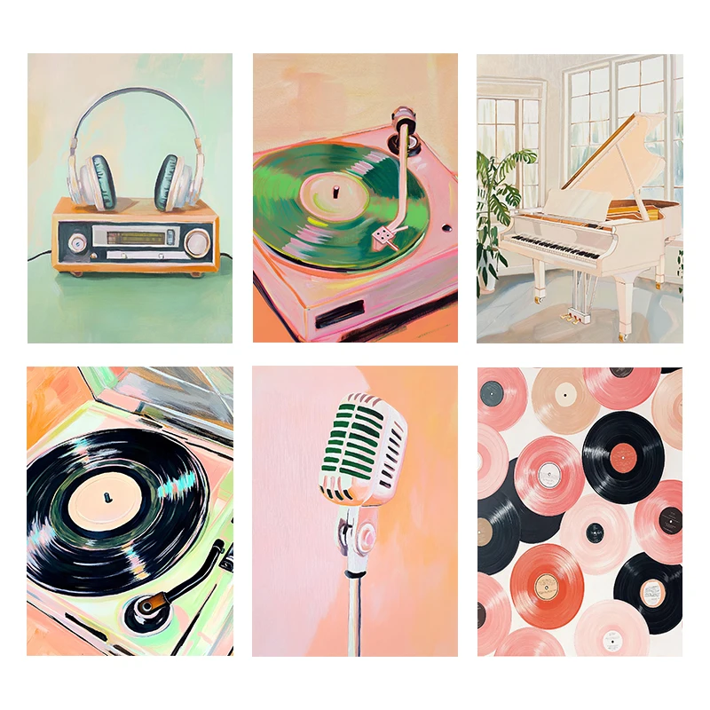 Musical Instrument Images - Affiche d'art Musical rétro, lecteur de