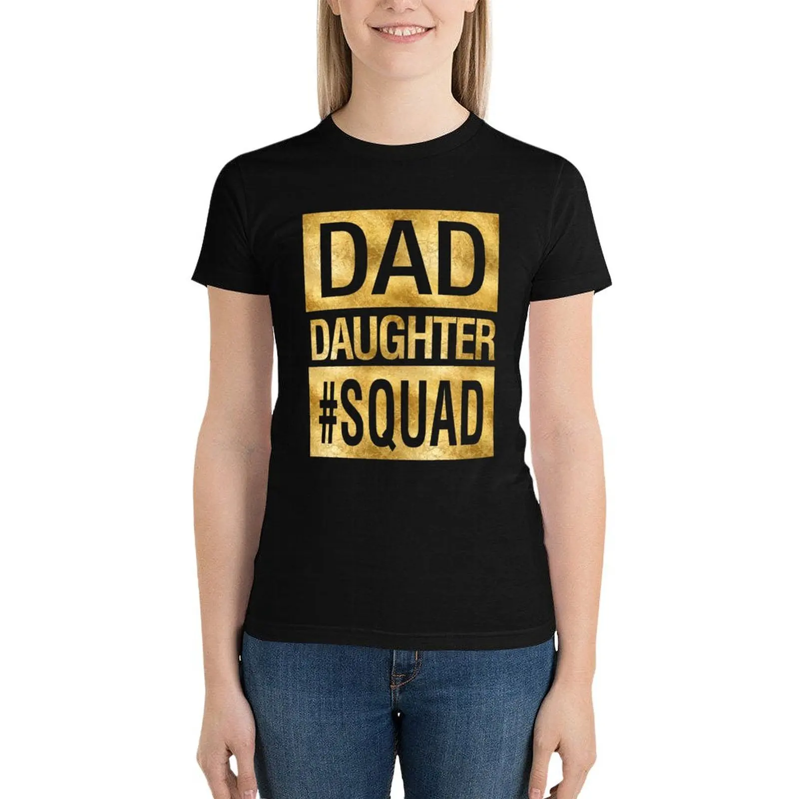 Dad Daughter Squad Funny Family Matching T-Shirt tees cute clothes summer tops white t shirts for Women