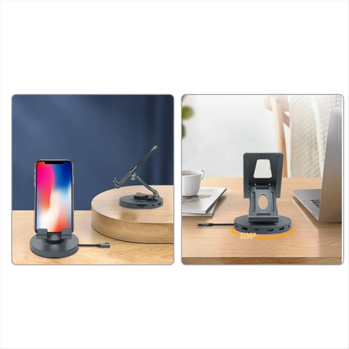 

Отличный концентратор 8 в одном Multi USB C с вращающейся на 360 градусов подставкой HDMI-совместимый 4K 60 Гц PD 100 Вт USB 5 Гбит/с SD TF Aux 3,5 мм для IPad Pro