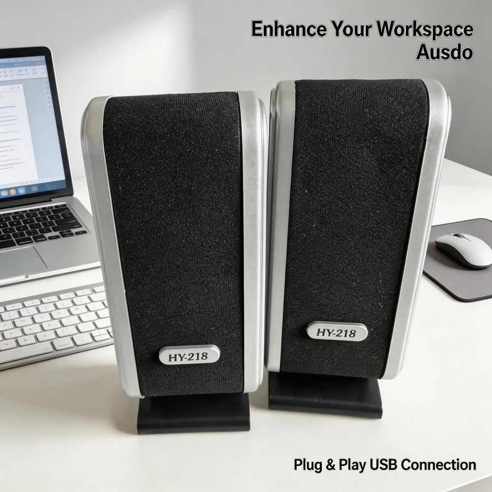 HY-218 6W USB 2.0 Wired USB Power Notebook Speakers Stereo 3.5mm Audio Jack Portable Loud Speaker for PC Laptop Computer M AC