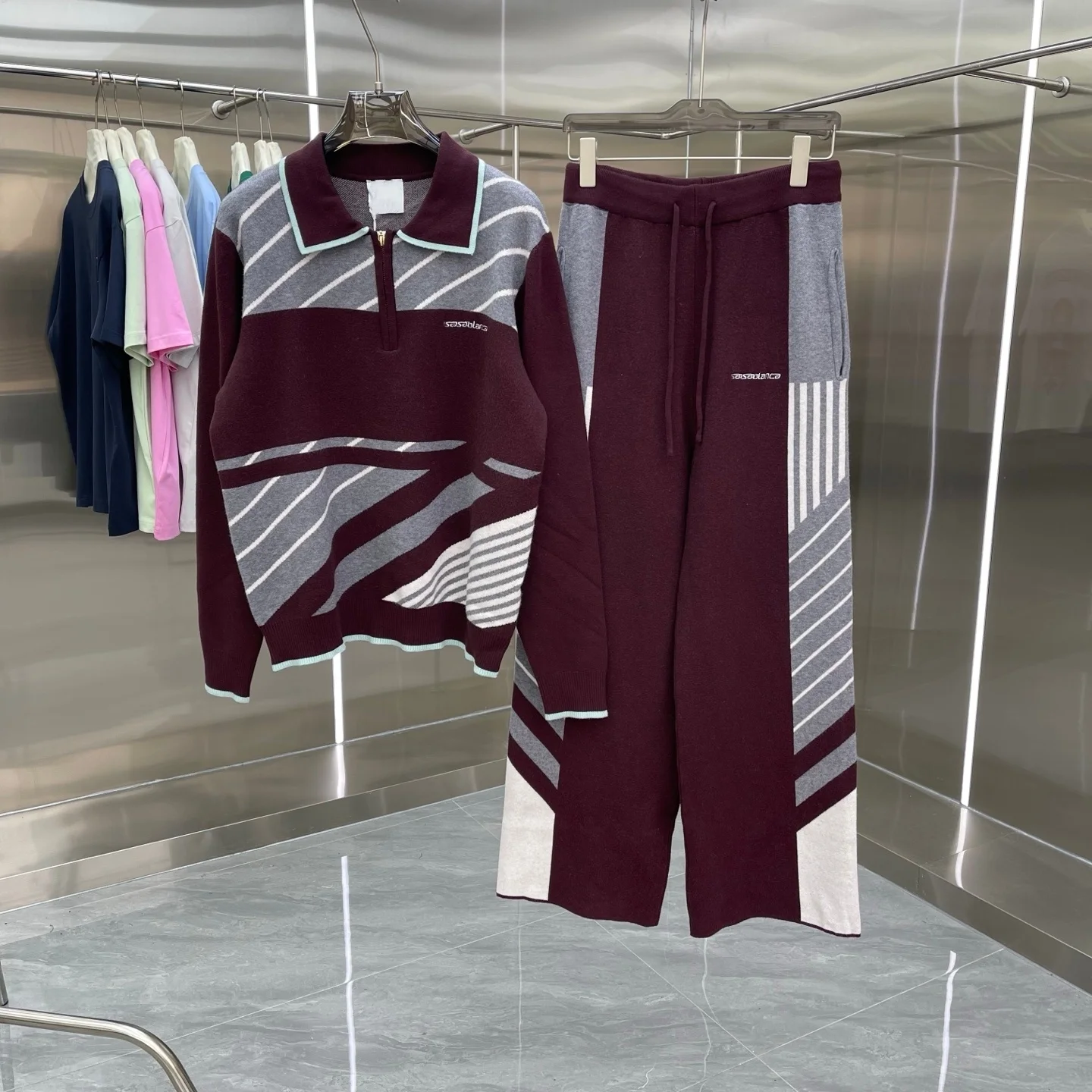 

Мужской комплект Casa Casanova: полосатая рубашка и широкие брюки, трикотажный набор из двух предметов, новинка осень-зима.