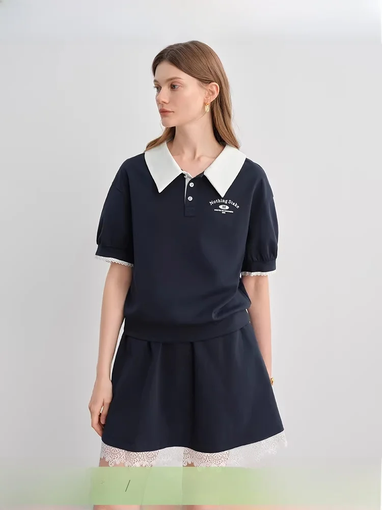 

Модный комплект для колледжа больших размеров, лето 2025: морской стиль, топ и юбка, уникальный набор из двух предметов