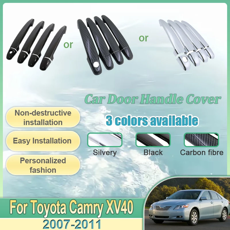 Carro para toyota camry 40 xv40 daihatsu altis 2007-2011 maçaneta da porta capa anti-risco fibra de carbono cromo guarnição gadget acessórios