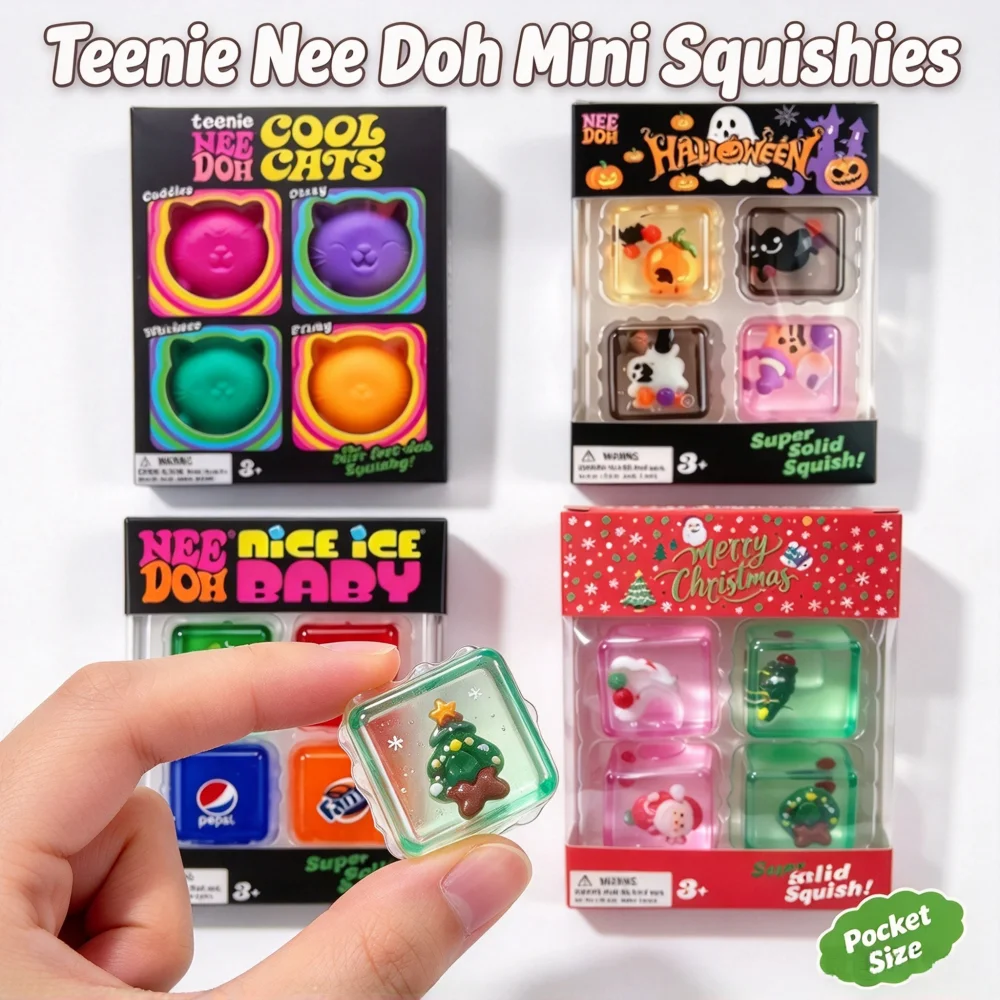 Schylling Needoh Nice Mini Cube Sensory SqueezeToys Stress Relieving Blocks Pinching Relieving Puzzle Solving Venting Souvenir