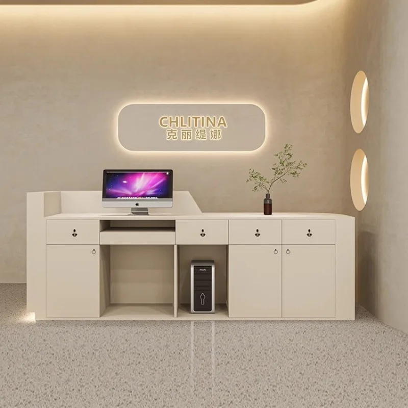 Modern minimalist beauty salon front desk company hotel reception desk small clothing store