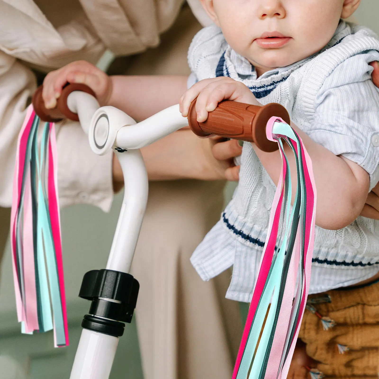 

1 Pair Colorful Bike Streamers For Handlebar Scooter Tassels Decorative Wind Dance Ribbons Glittery Ride Decoration Lightweight