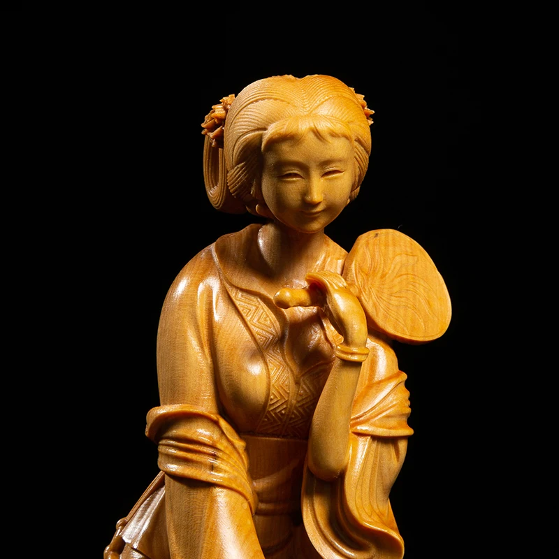 Boxwood 15cm Beauty Sculpture The Dream of Red Chamber Baochai Wood Statue Home Decor