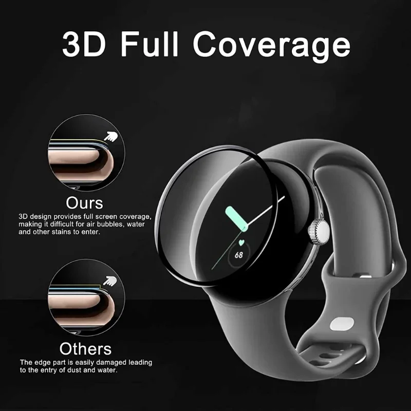 Für Google Pixel Uhr Full Coverage 3D Gekrümmte Transparente Screen Protector Film für Google Pixel Uhr Weichen PMMA Film Nicht glas