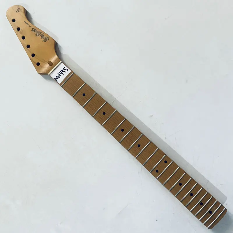 

MN455 Unfinished Right Hand ST Electric Guitar Neck Roasted Maple Wood 22 Frets for DIY Replace Surface Damages and Dirty