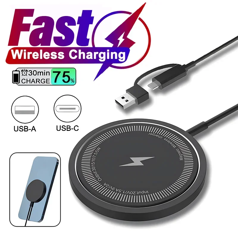 Magnetic Wireless Charger Fast Charging Pad for iPhone 15 14 13 12 Pro Max Airpods 3/2 PD USB Type C Phone Chargers Station Dock