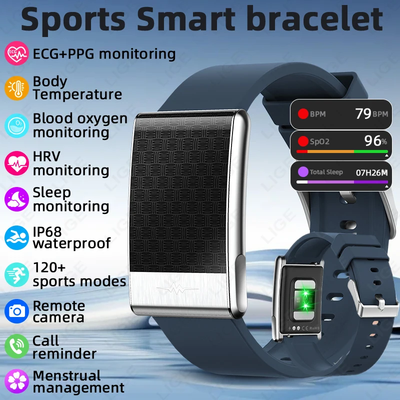 

Fitness Tracker HRV Monitor Sport Band New ECG+PPG Health Smart Bracelet Waterproof Wristband No Screen Smartwatch Women Men
