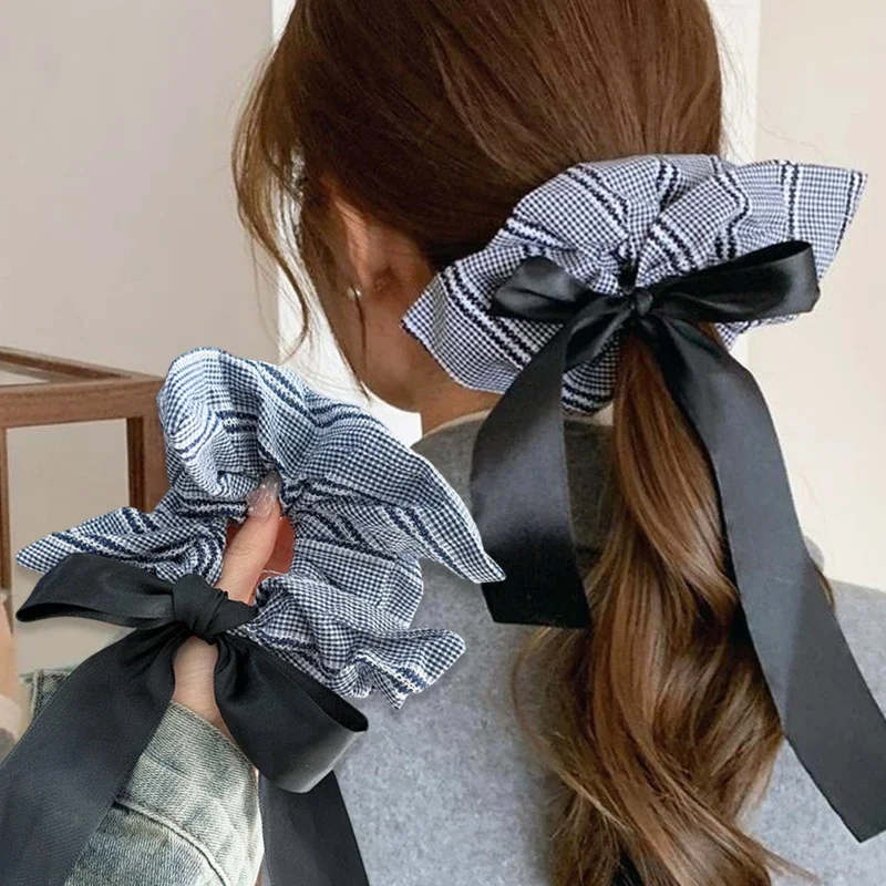 Fashion Design Square Denim Exaggerated Large Scrunchies Hair Accessories 2024 Personality Female Ponytail Hair Band Headwear