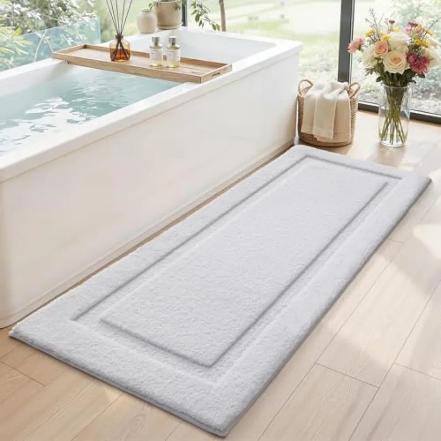 

Очень большой ультрамягкий коврик для ванной комнаты с нескользящей резиновой основой, впитывающий, моющийся, быстросохнущий, улучшенный, из премиального микрофибера