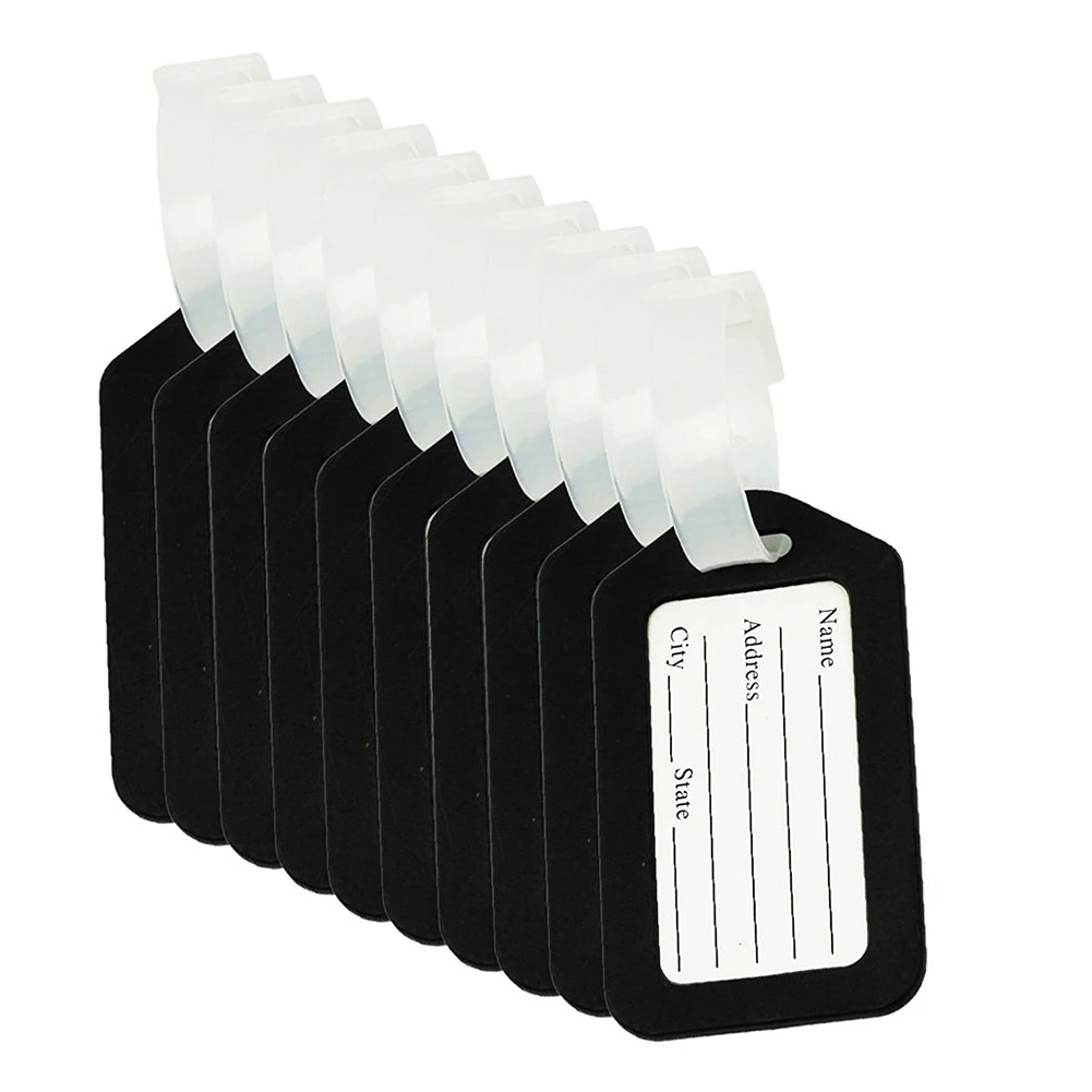 ABZL 10pcs Luggage Tags Suitcase Label Bag Travel Accessories Black