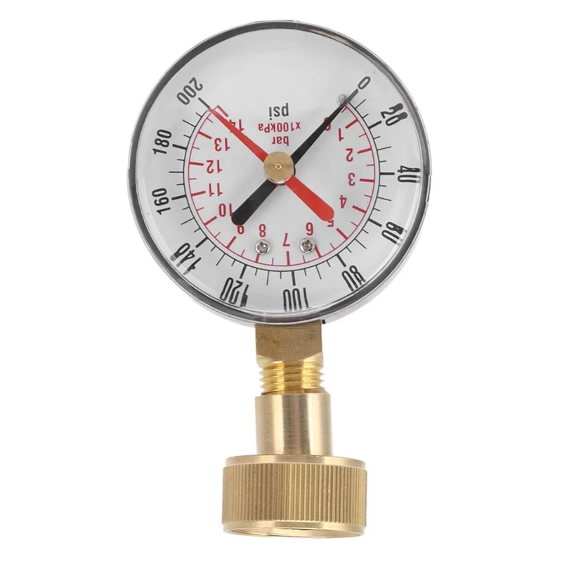 Water Pressure Gauge 0 To 200Psi Universal Water Pressure Test Gauge With 3/4 Female Hose Thread For Easy Install Easy To Use