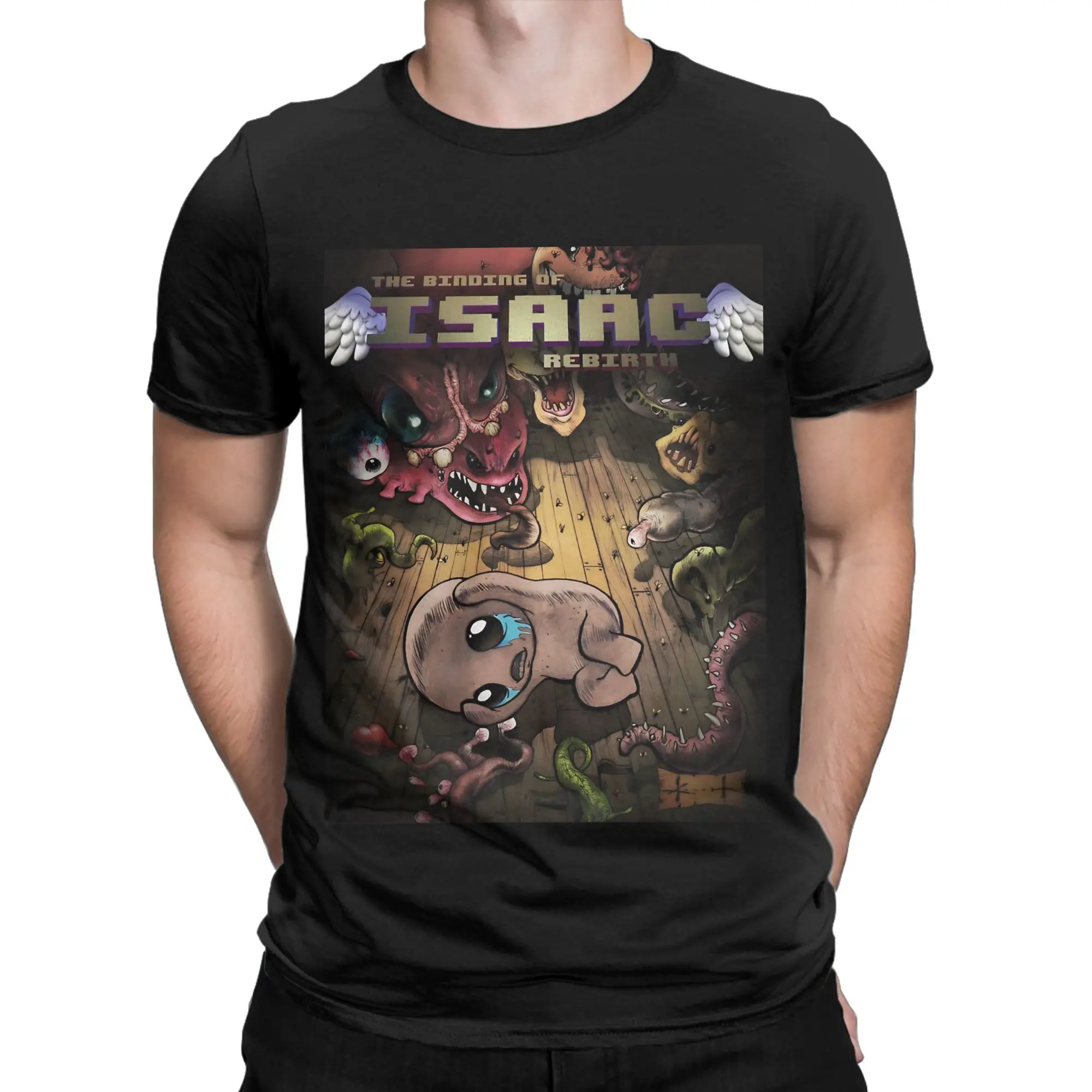 Binding of Isaac game cover Classic Novelty Graphic 100% Cotton T-Shirt The Binding Of Isaac Rebirth Tees Tops For Men