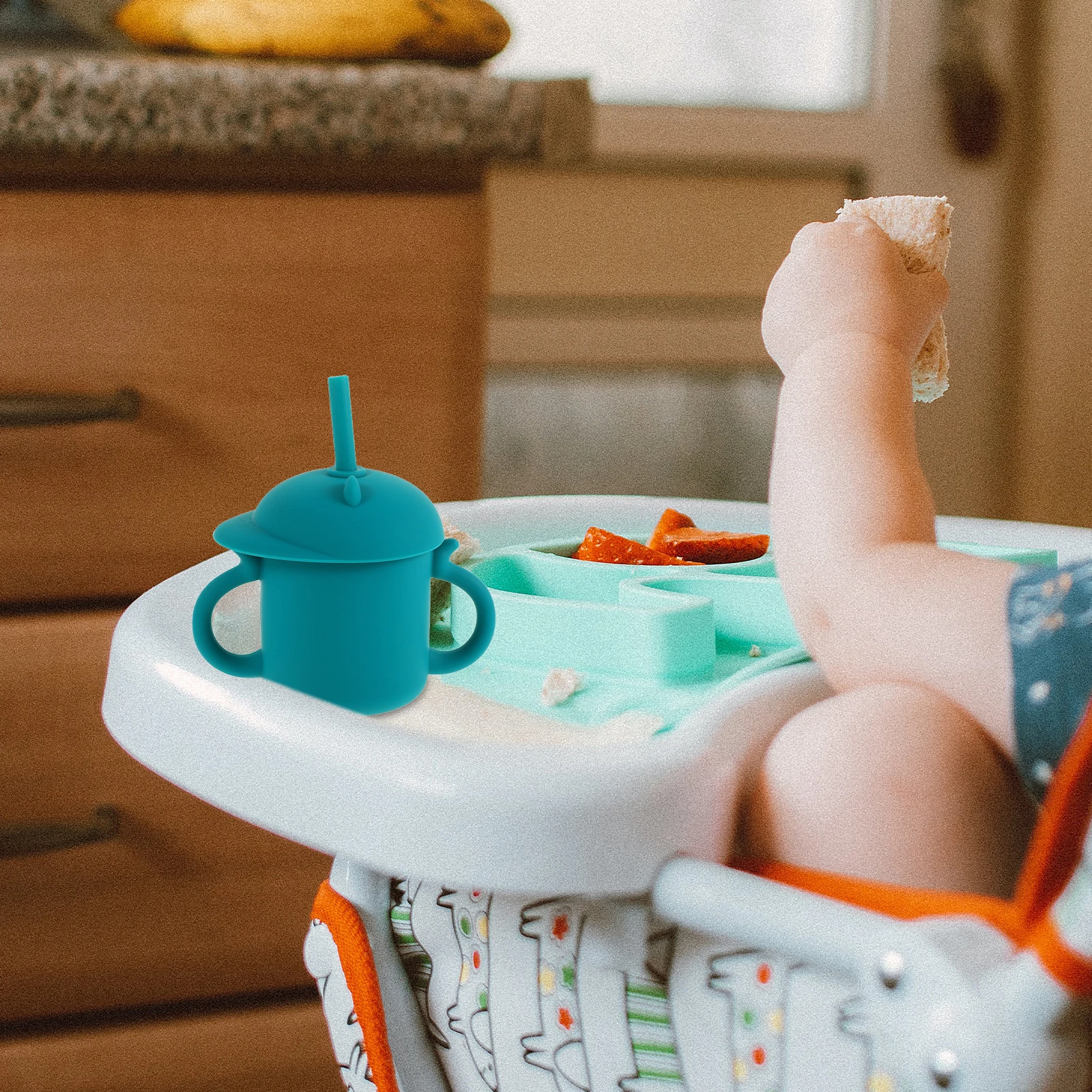 Silicone Training Cup for Toddlers with Handle and Straw No Spill Unbreakable Baby Drinking Cup Dishwasher Safe