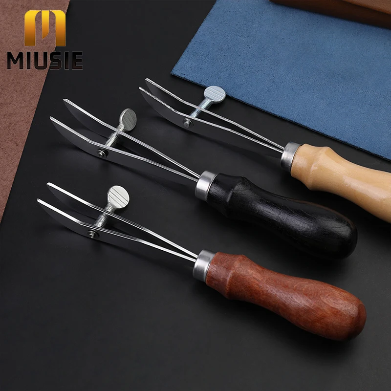 MIUSIE Adjustable Leather Edge Creaser Scriber Scalloped Crimper Wood Press Line Crimping  Craft Tool For DIY Stitching Groover