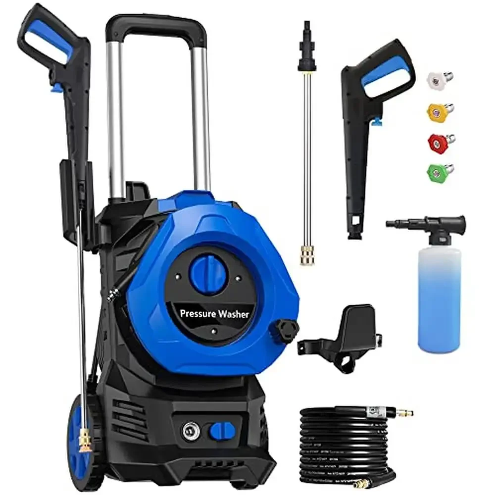 

Electric Pressure Washer 4800 PSI Max Power 2.9 GPM with 25 Ft Hose 16.4 Ft Cord Soap Tank Car Wash Total Stop System 4 Nozzles