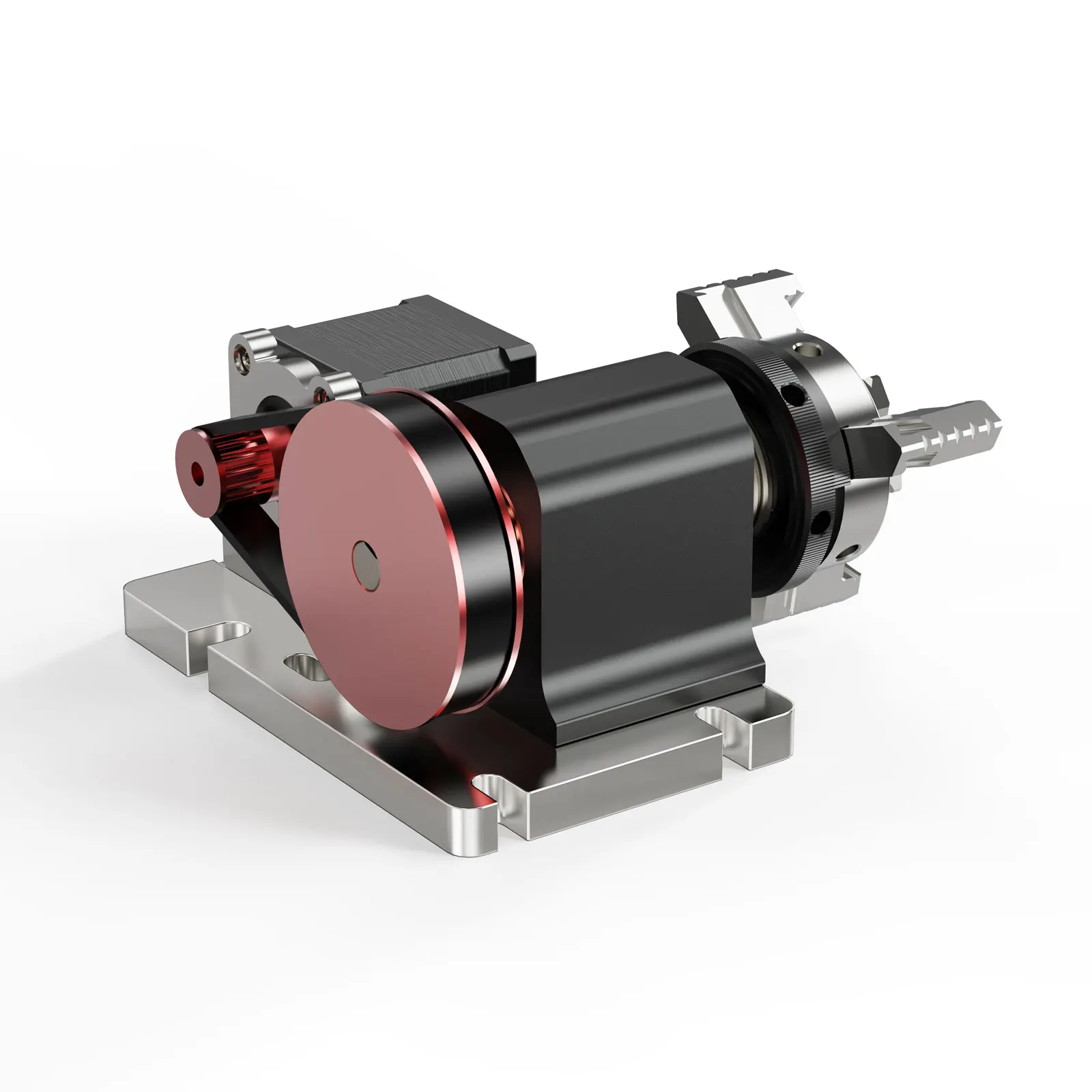 穴あき回転レーザー彫刻機,回転モジュール,ttc450,フライス加工機,4ジョー,60mm