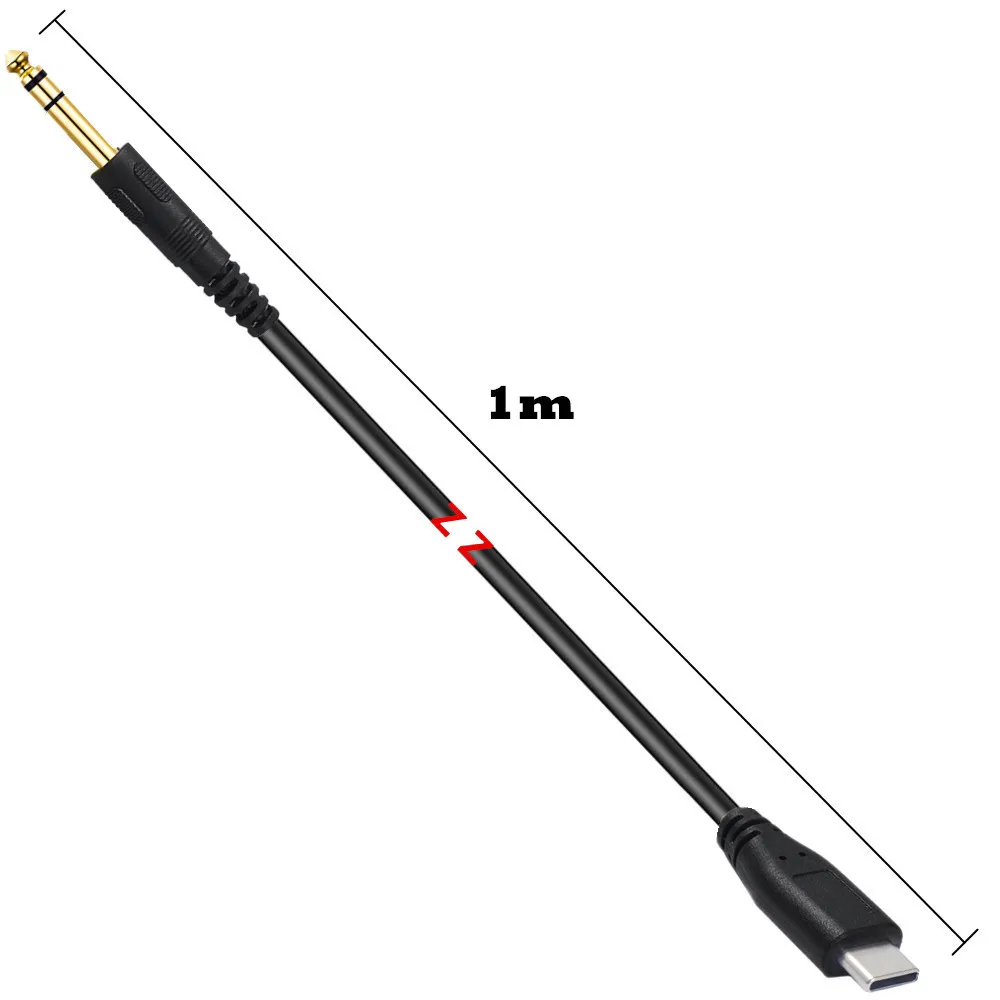 كابل صوت من النوع C إلى 6.35 مقاس 6.35 مم ثورة TYPE-C جيتار كهربائي عام للهاتف المحمول كابل صوت لتسجيل الكمبيوتر #3