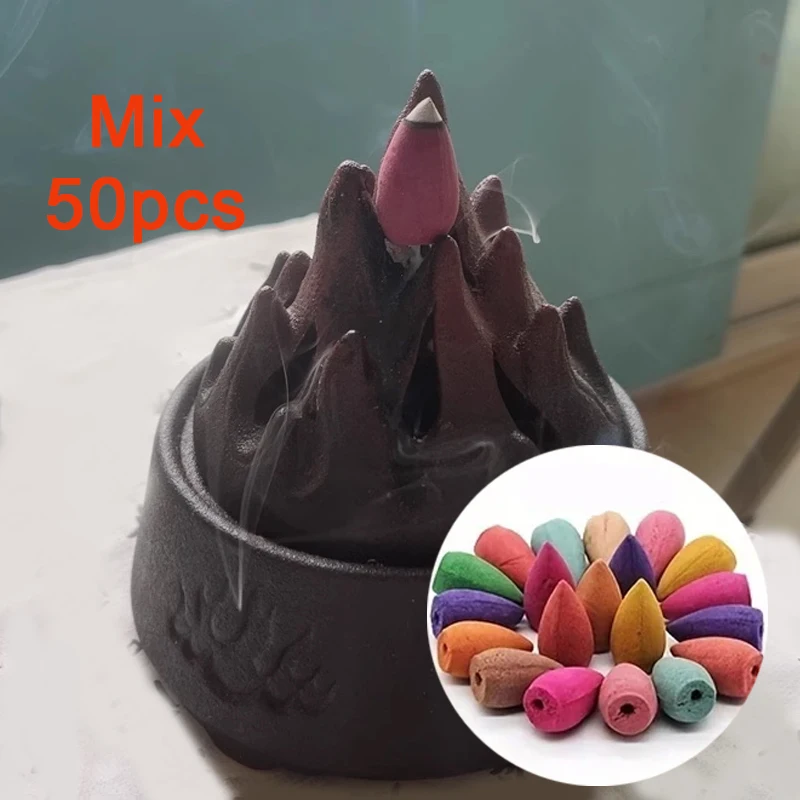 Mixed Waterfall Smoke Backflow Natural Incense Cone Incense Cone Lavender Multi-scented Suitable for Places Tea Room Yoga Room