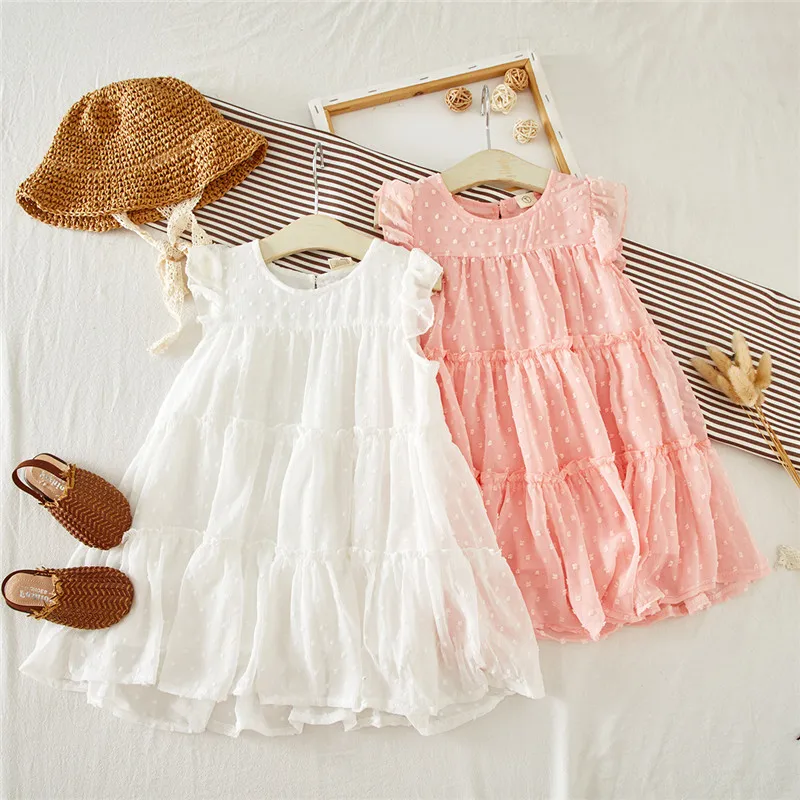 Vestido de chiffon para meninas elegante vestido de princesa 25 verão novo comércio exterior roupas infantis entrega3-8 anos de idade