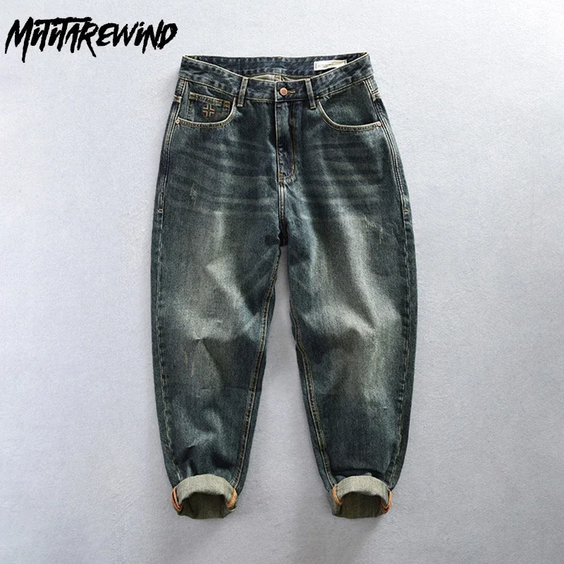 Spring Fall Washed Retro Men Jeans High Street Straight Baggy Jeans Casual Denim Pant Cotton Comfortable Trousers Y2k Streetwear