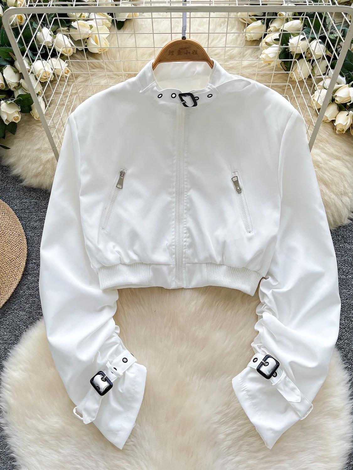 เสื้อแจ็คเก็ตผู้หญิงลายเสือดาว แบรนด์ Faionable รุ่น Ele Sensation คอตั้ง ซิปยาว แขนยาว สำหรับฤดูใบไม้ผลิและฤดูใบไม้ร่วง