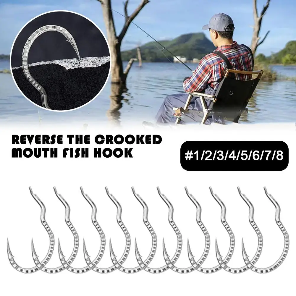 Hameçon de pêche créatif à motifs d'écailles de poisson, automatique, antidérapant en carbone, haute Anti-acier, barbelé, hameçon pointu W4L0