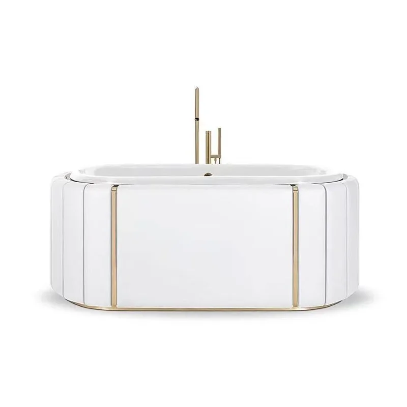 

Легкая роскошная отдельно стоящая керамическая ванна, роскошная вилла, ванная комната, бытовая ванна, раковина, высококачественный резервуар для ванны