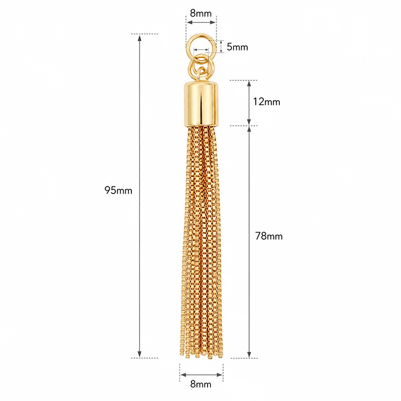 4/10/20Pcs 95mm Metal Tassel Decoration Hooks Bag Pendant Keychain Charm Caps for Purse Handbag Craft