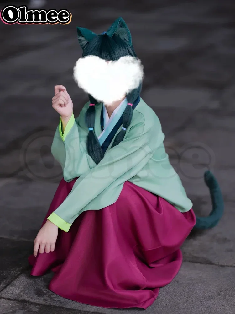 [Olmee] Maomao Cosplay Wig Green Cat Ear Head Hair Gear Wear Hairband Tail Mao mao Apothecary Diaries Kusuriya Hitorigoto