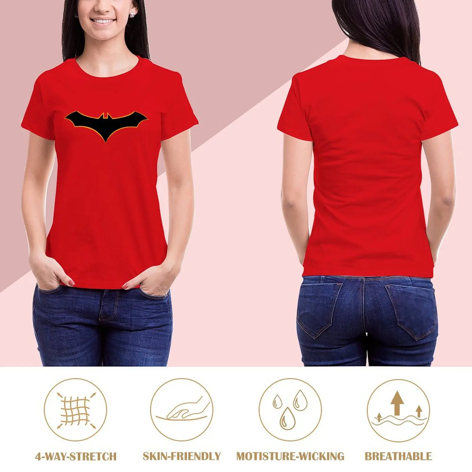 Mulheres Oversized Bat Symbol T-Shirt, Workout Blusa, Rebirth, Feminino