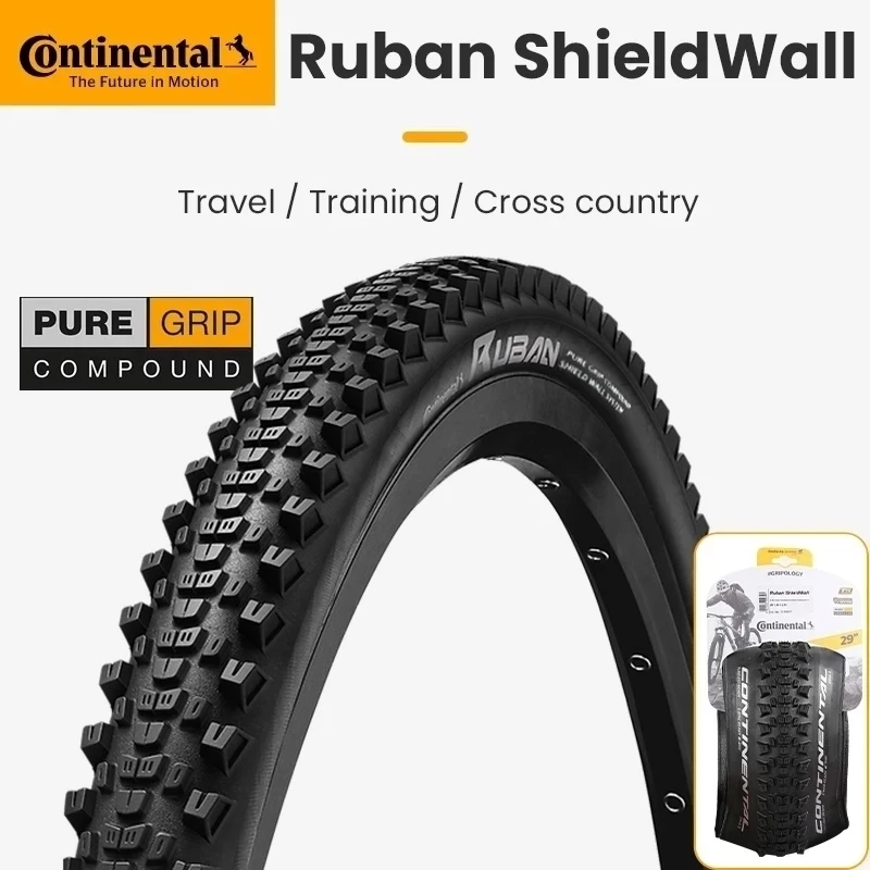 Continental Ruban Mountain Bike Tyre 29x2.10 29x2.30 Pure Grip Compound Shield Wall System E25 Tubeless Ready Folding Tire