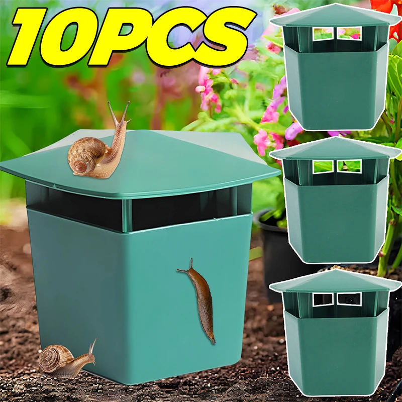 10/1PC Plastic Snail Trap Catcher Slug Cage Insect Trapper Snail Box Reusable Garden Tools Farm Vegetable Plant Protector Cages