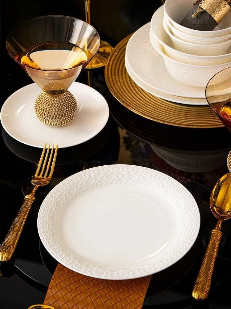 Dishes and dishes set Household light luxury ceramic tableware  housewarming bone china
