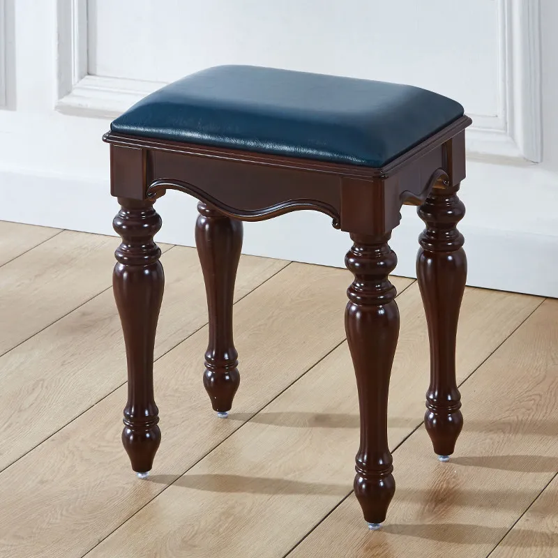 American makeup chair European dresser stool Chinese classical home small square stool Guzheng piano stool single antique view 4