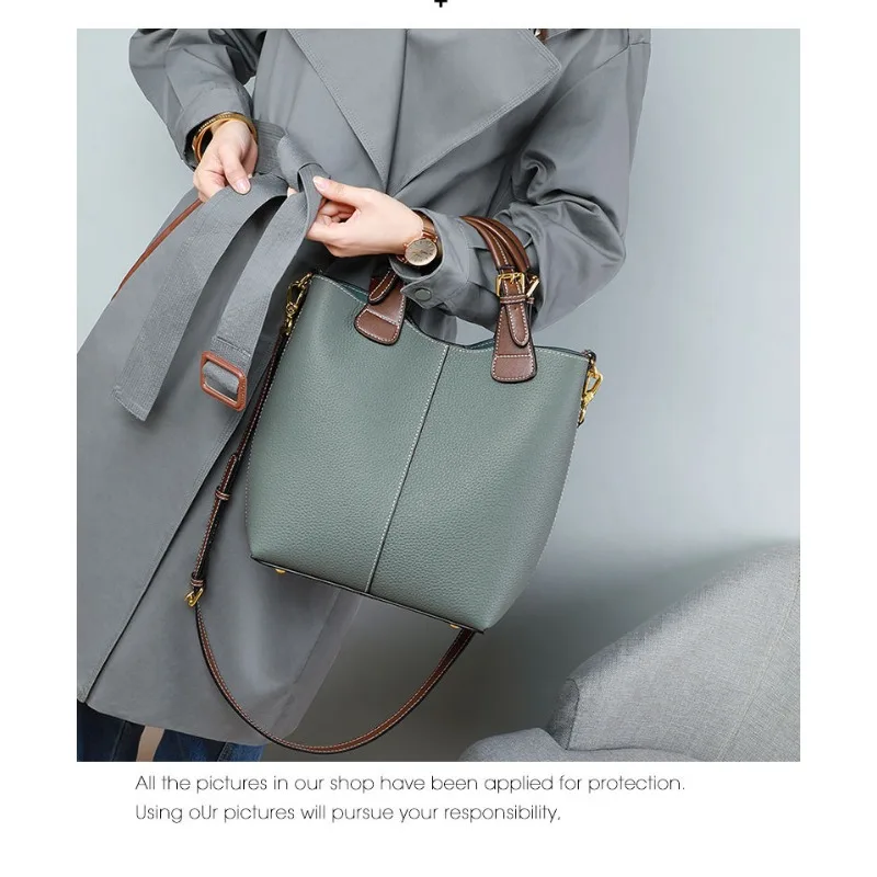 Handbag Female New Style Bucket Bag Sense of Advanced Middle-aged Lady Crossbody Bag Fashion Magnetic Buckle