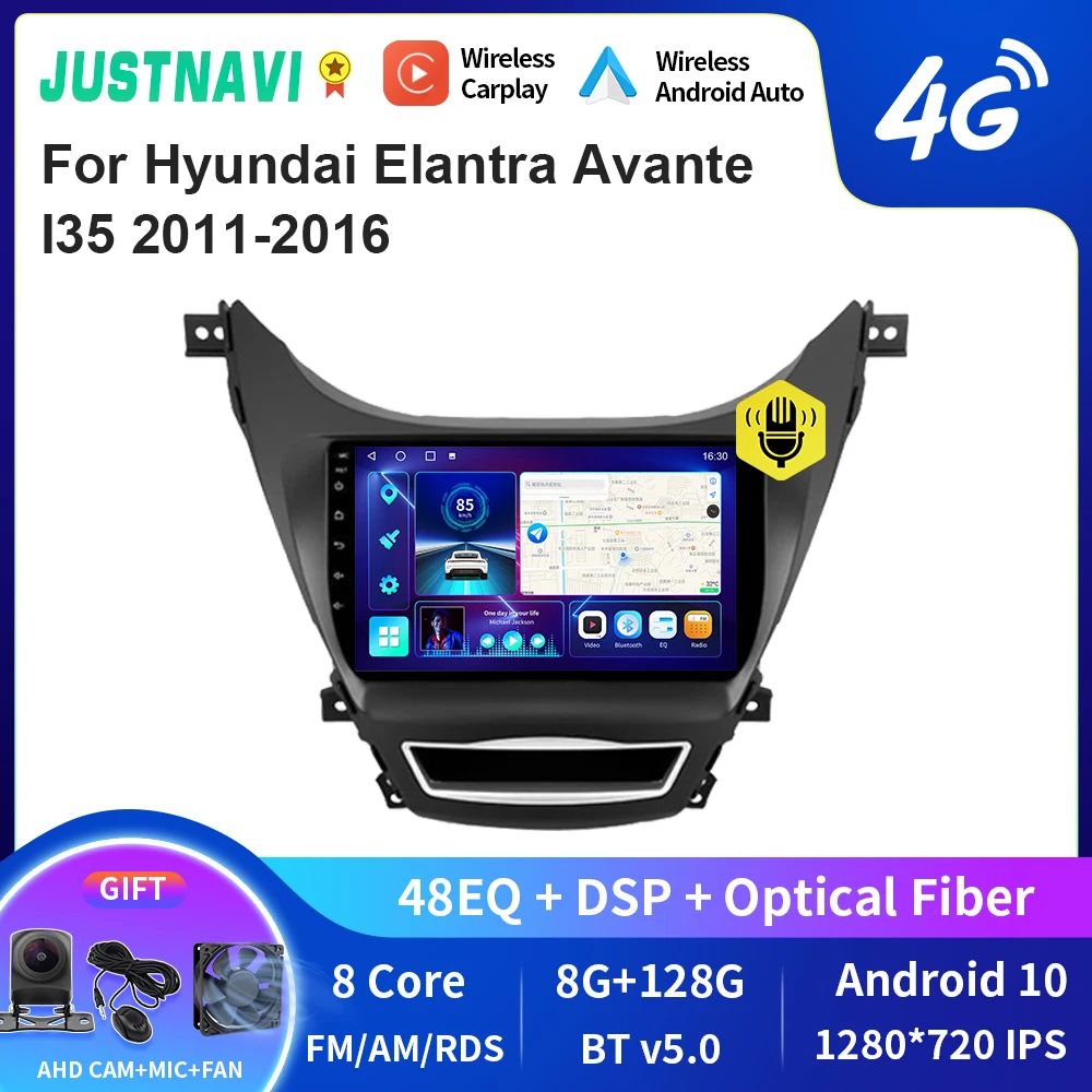 

JUSTNAVI QT10 Android Car Radio Player for Hyundai Elantra Avante I35 2011-2016 Multimedia GPS Navigation DSP Autoradio Carplay