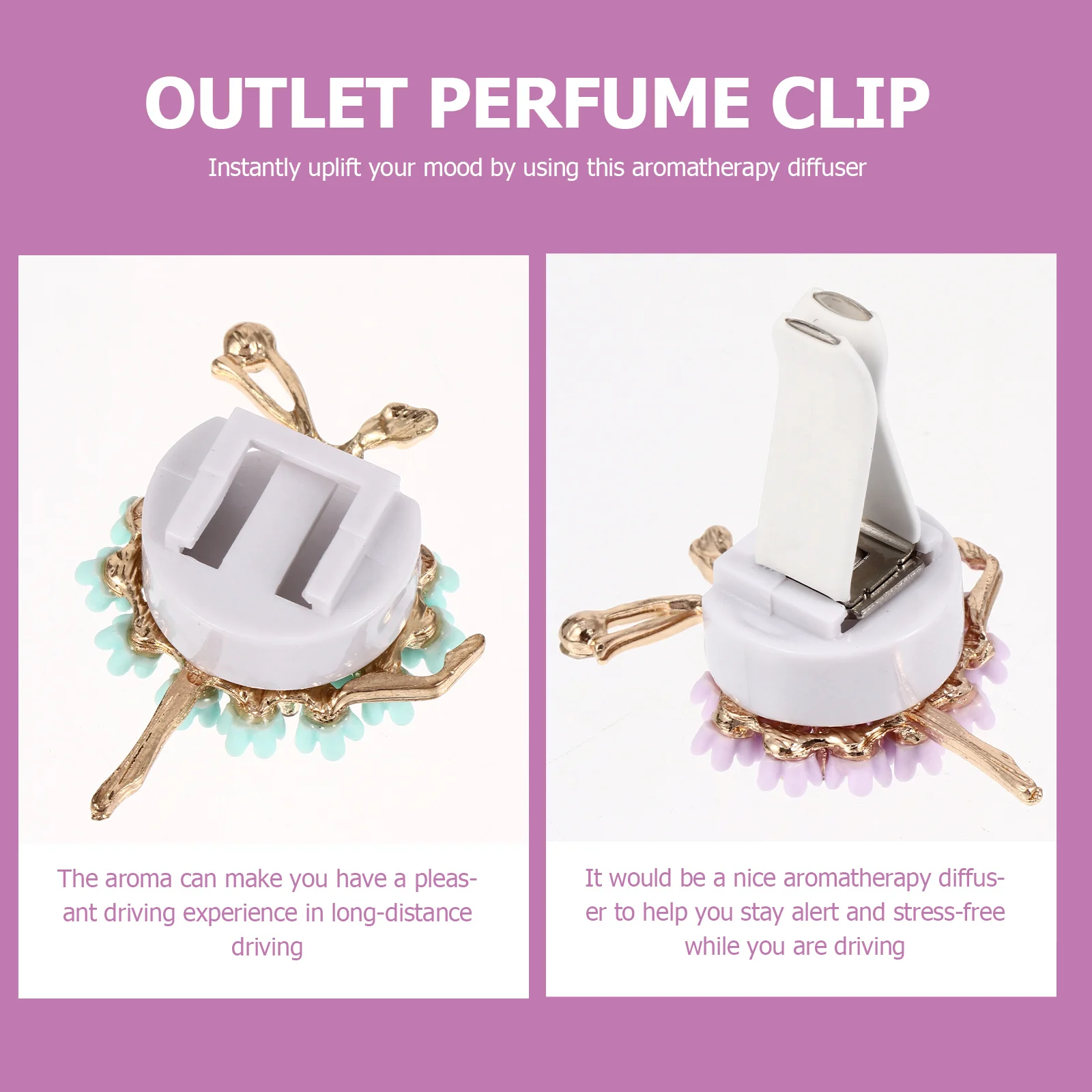 

2 pcs Car Air Vent Freshener Simple Practical Beautiful Durable Ballet Aroma Clip Diamond Perfume Decor Interior Scented