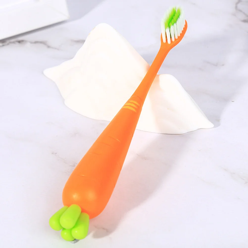 

4 pcs Kids Toothbrush Carrot Shape Children Manual Toothbrush Supple Head Comfortable Hold Eye-Catching Colors Durable Lovely